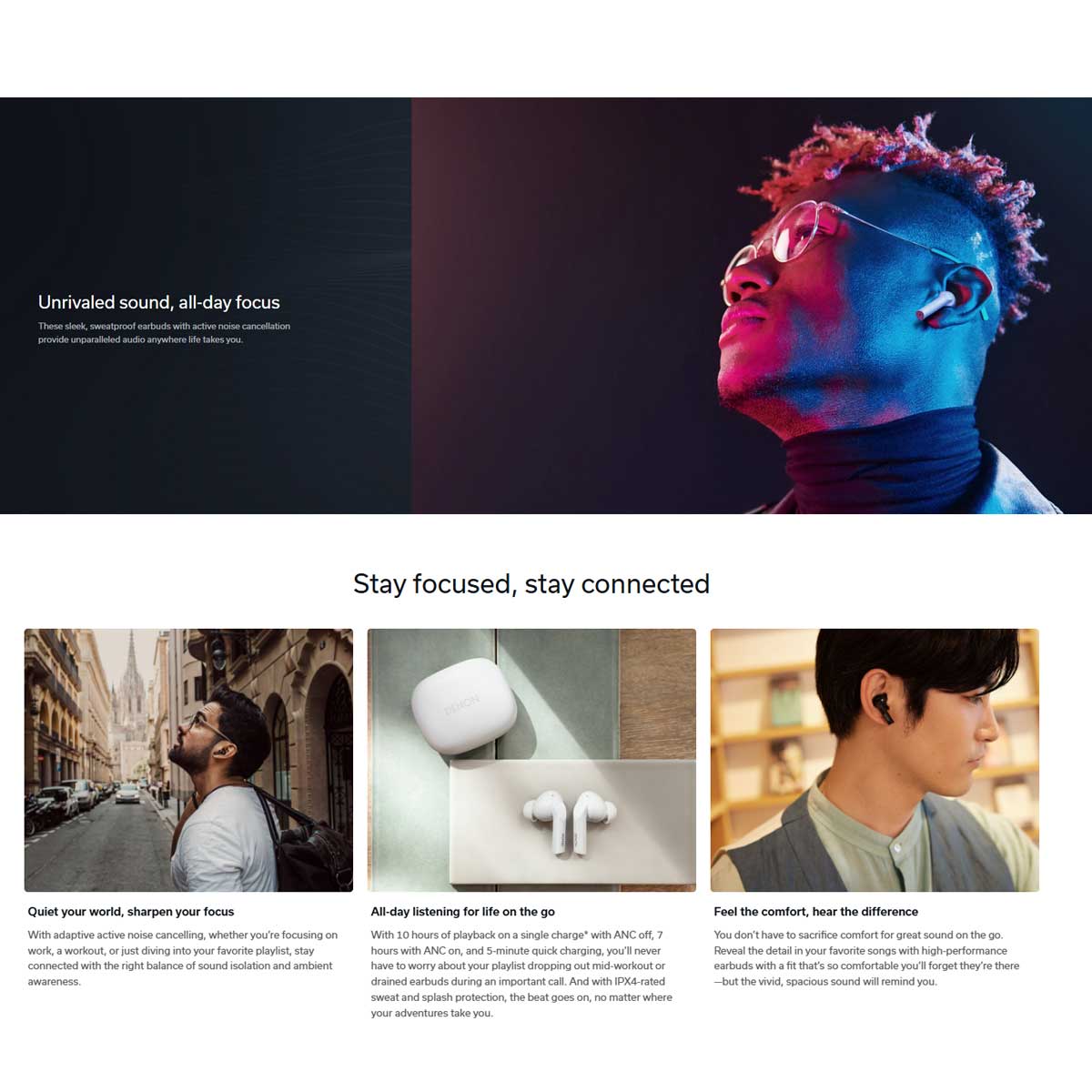 Denon AH-C840NCW ANC True Wireless Earbuds - Rapallo