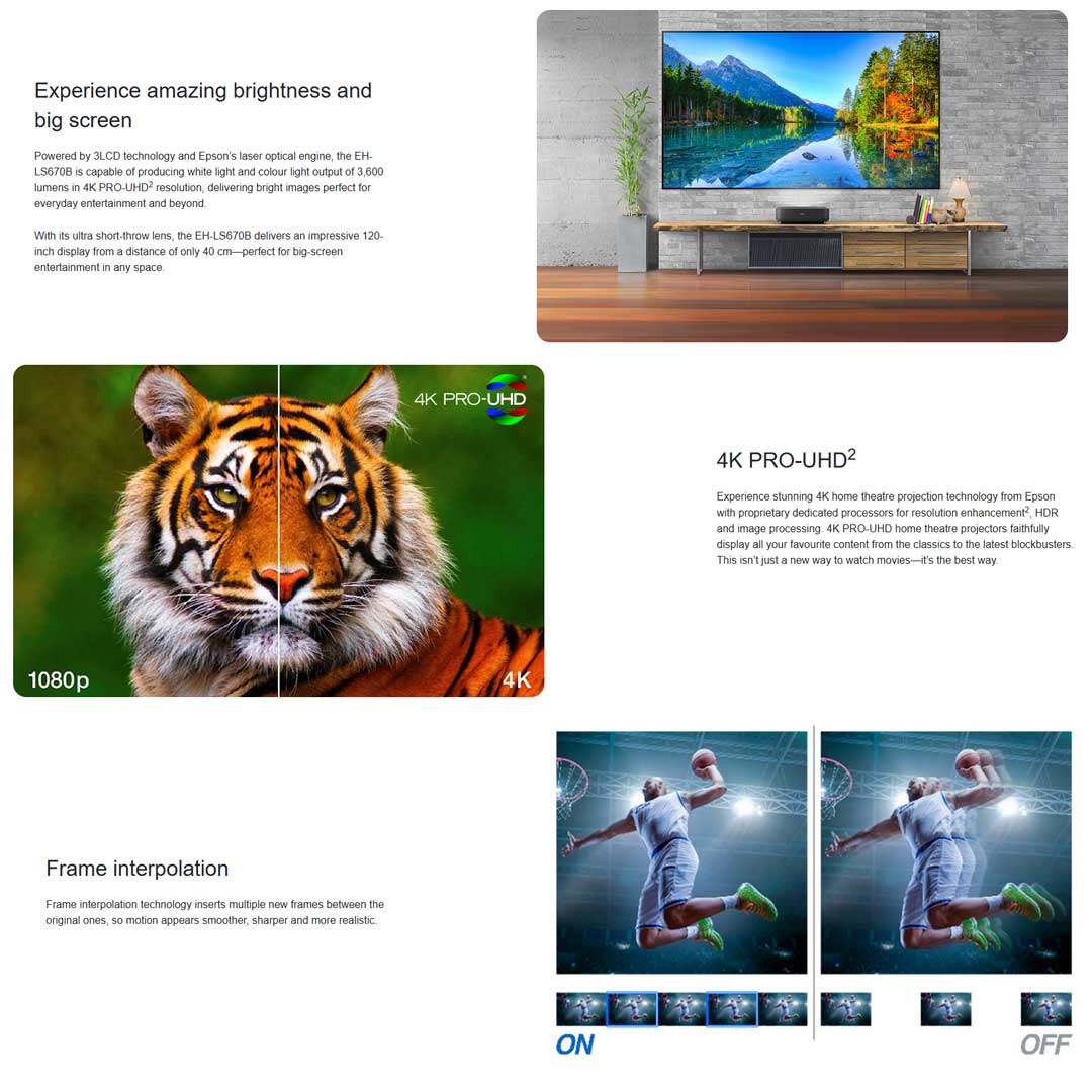 Epson EH-LS670B 4K PRO-UHD Ultra-Short Throw Projector - Rapallo