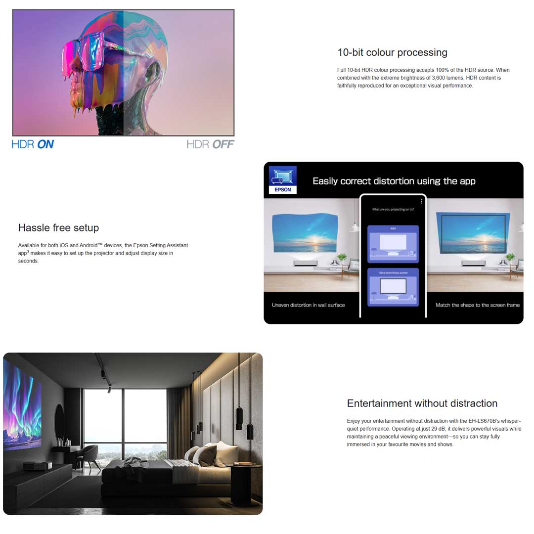 Epson EH-LS670B 4K PRO-UHD Ultra-Short Throw Projector - Rapallo