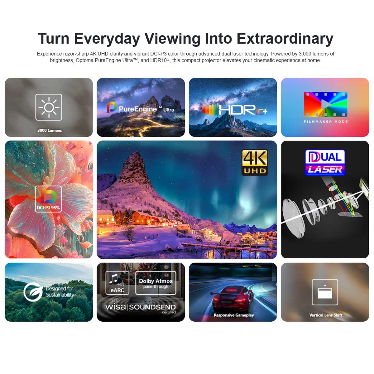 Optoma UHZ58 4K UHD Dual Laser Projector - Rapallo